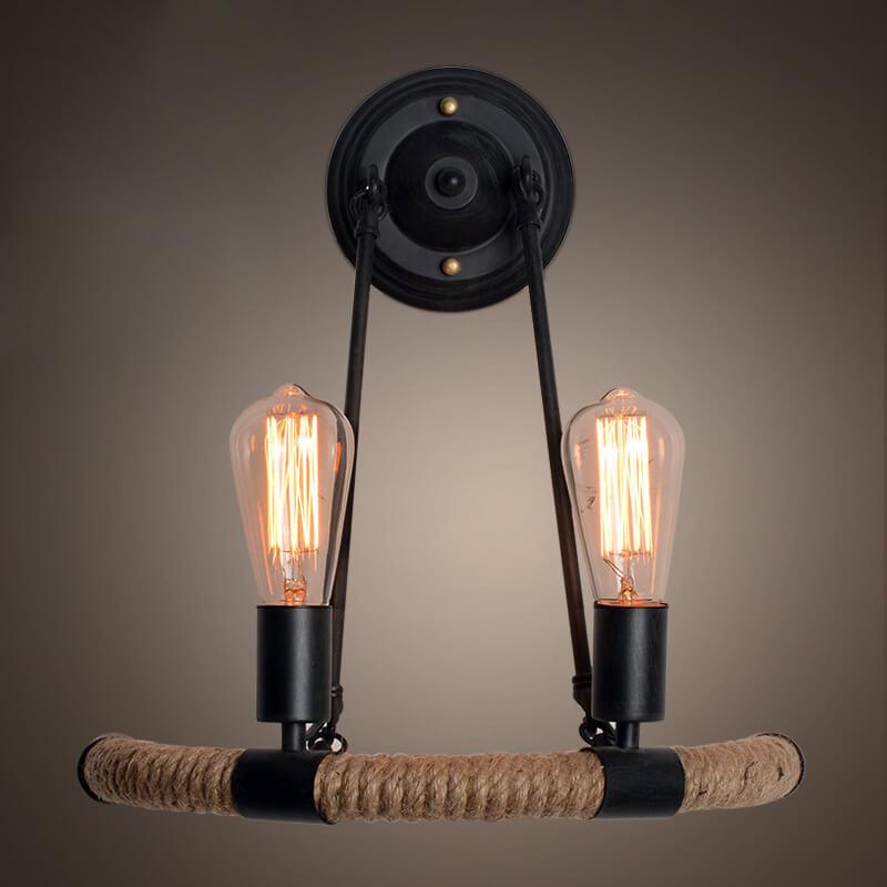 Hemp Rope Iron 2-Light Wall Lamp