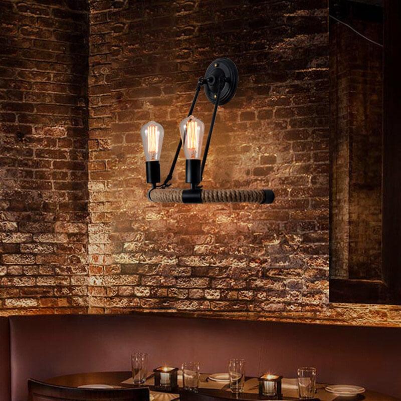 Hemp Rope Iron 2-Light Wall Lamp