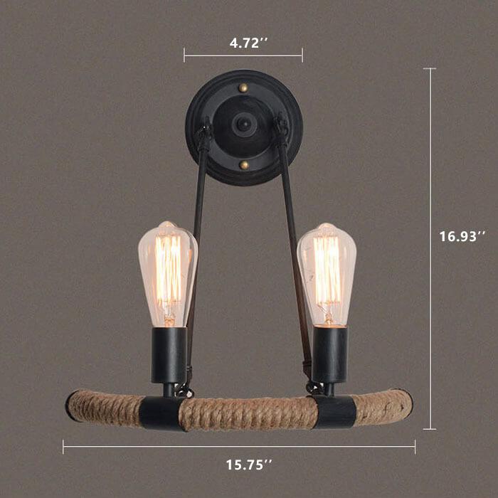 Hemp Rope Iron 2-Light Wall Lamp