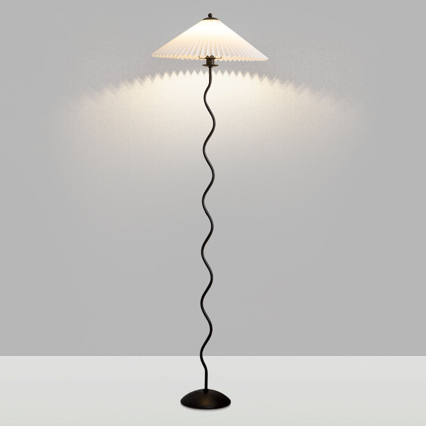 Vintage Fabric Pleated Shade Floor Lamp