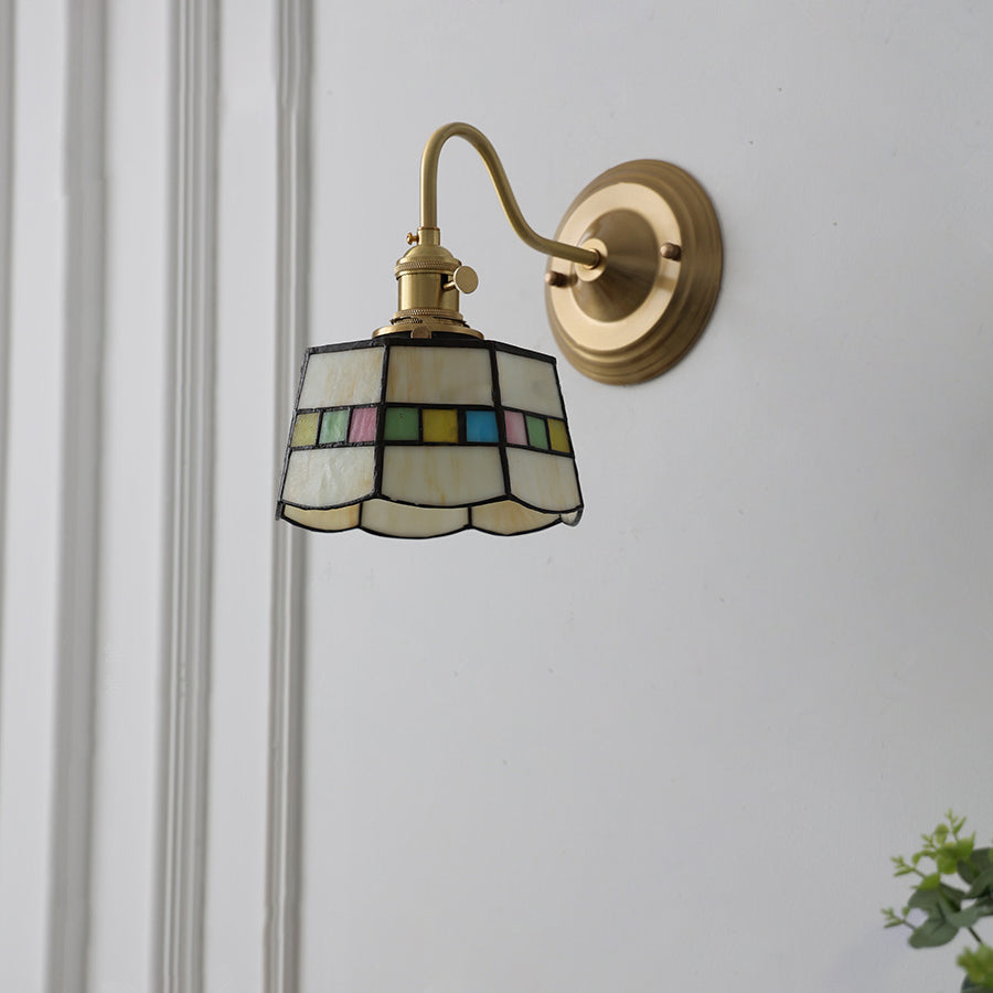 Round Copper Glass Living Wall Lamp
