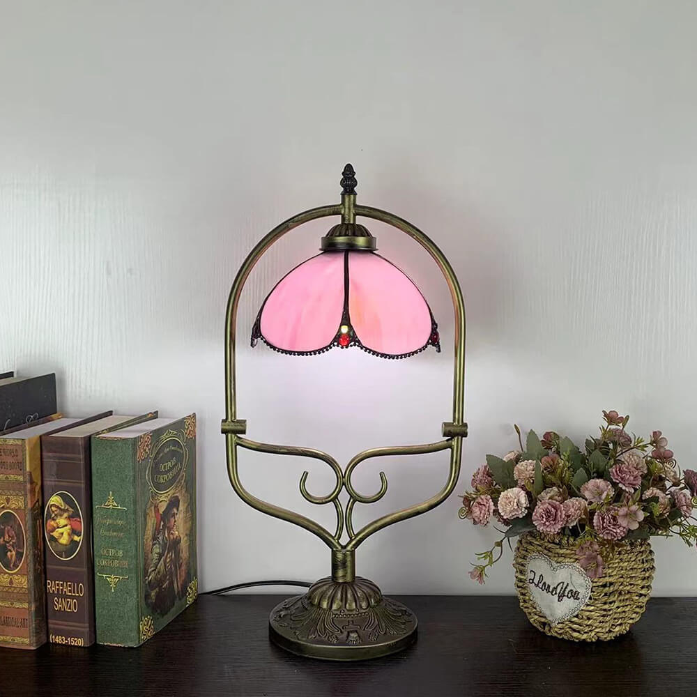 Flower Stained Glass Metal Table Lamp