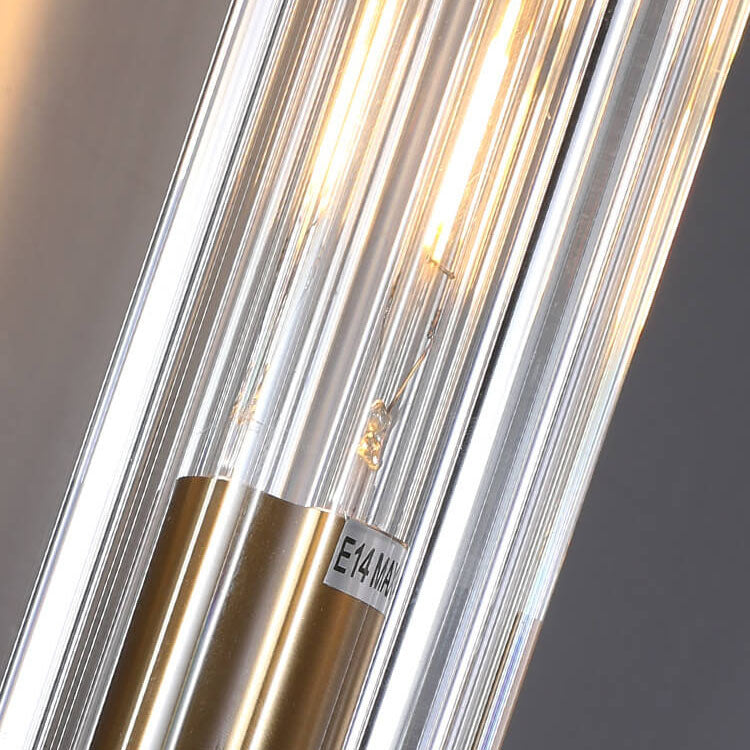 Minimal Brass Crystal Column Wall Lamp