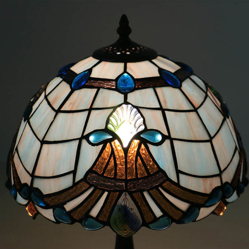 Curved Lucite Beads Stained Table Lamp