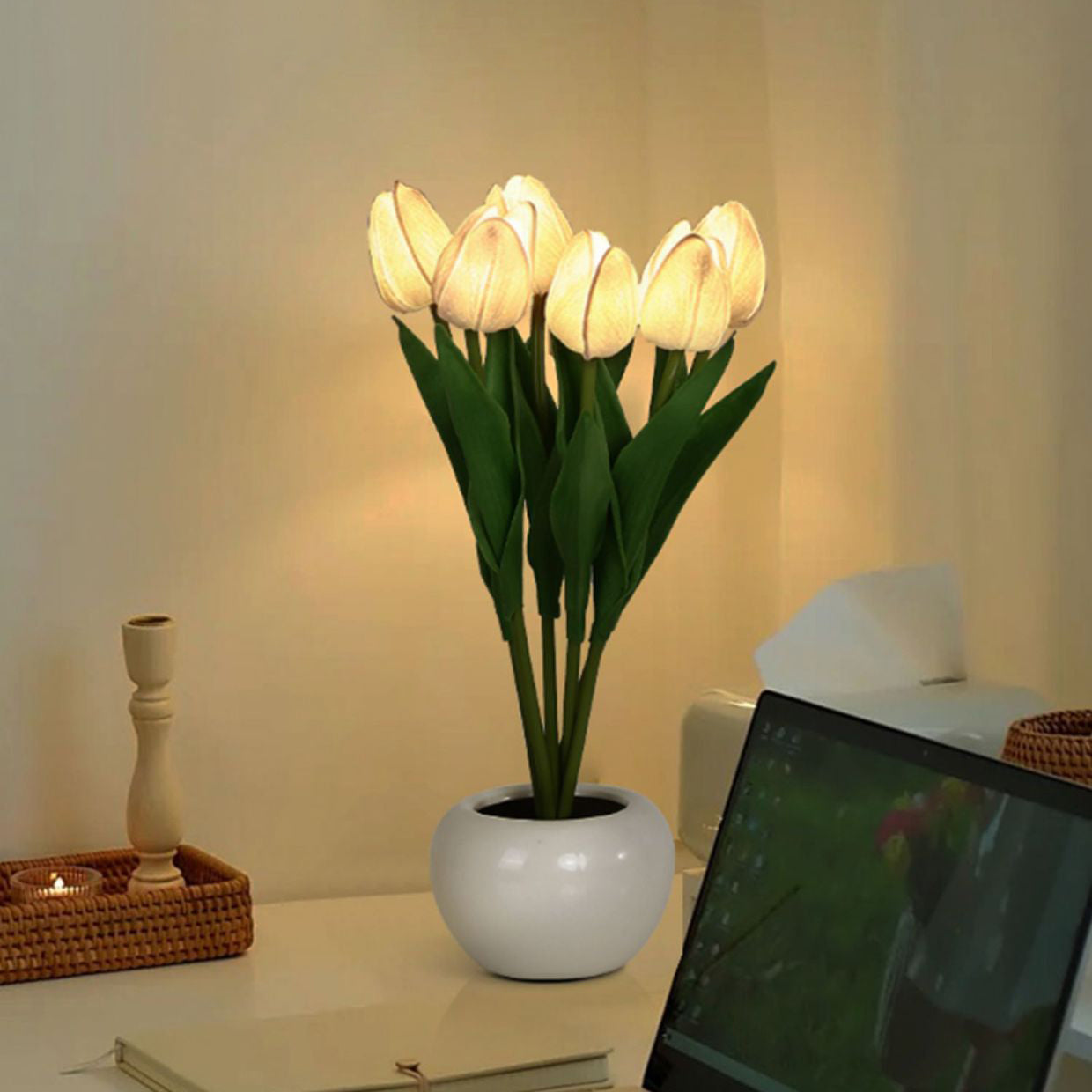 PU Ceramic Tulip Simulated Table Lamp