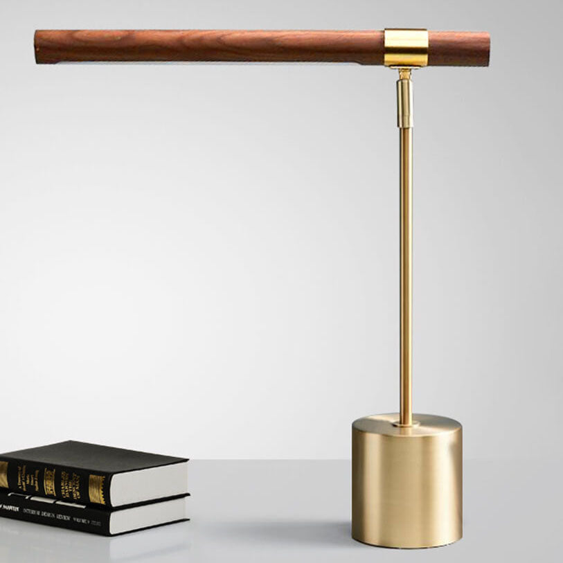 Wood Grain Cylindrical Strip Table Lamp