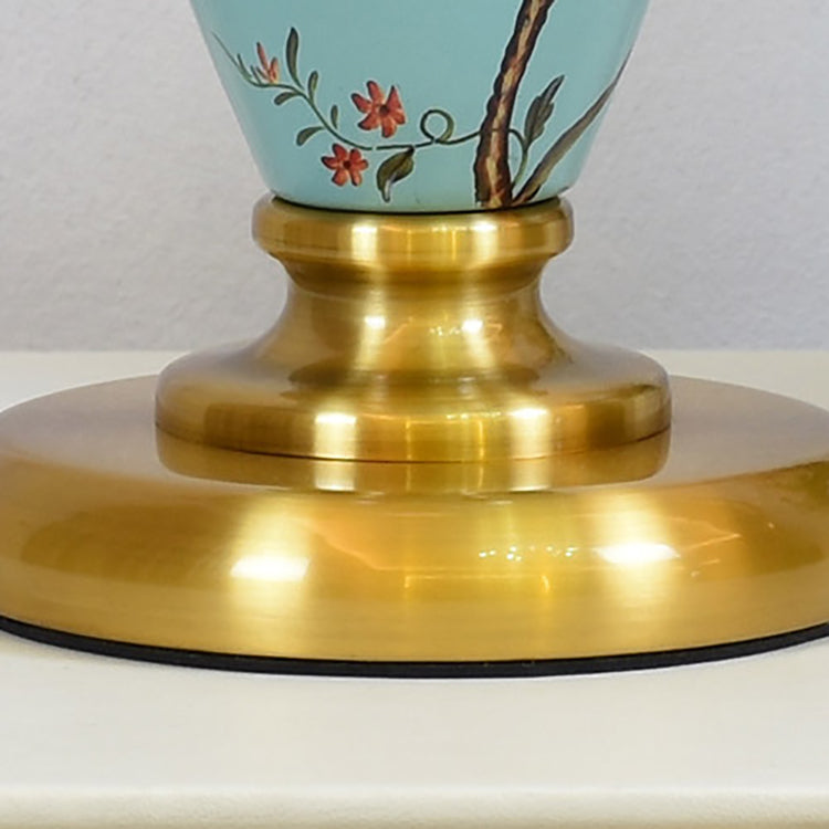 Bird Flower Cylinder Hardware Table Lamp