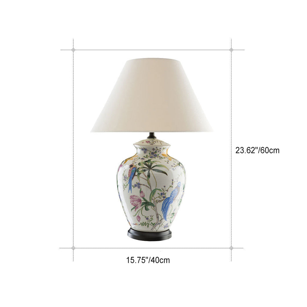Ceramic Idyllic Flower Bird Table Lamp