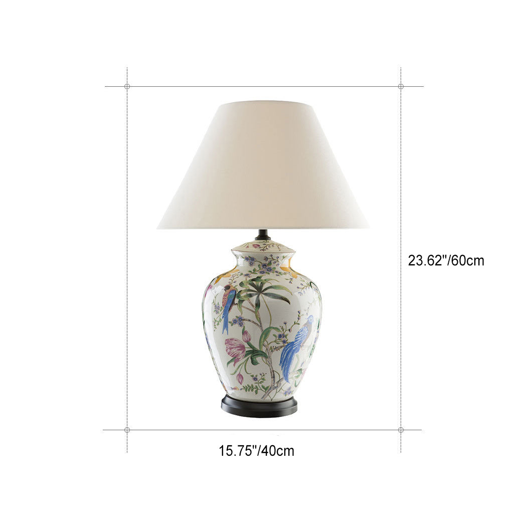 Ceramic Idyllic Flower Bird Table Lamp