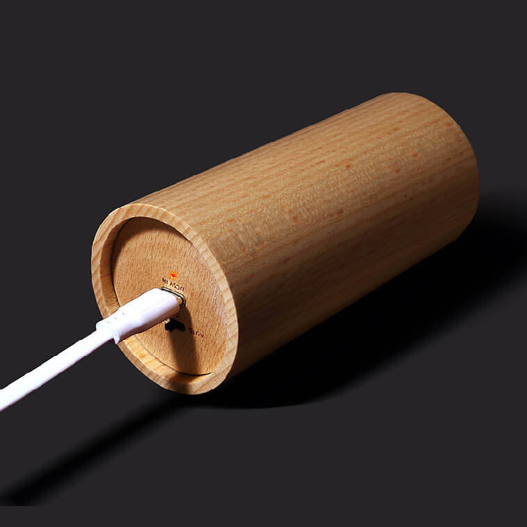 Wooden Cylindrical Table Lamp