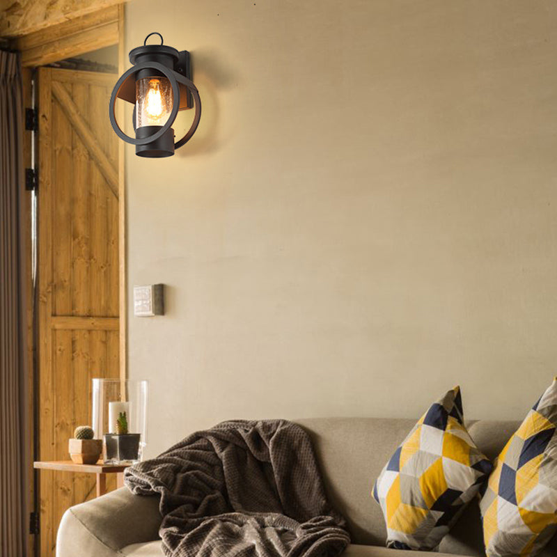 Round Cylindrical Iron Glass Outdoor Light