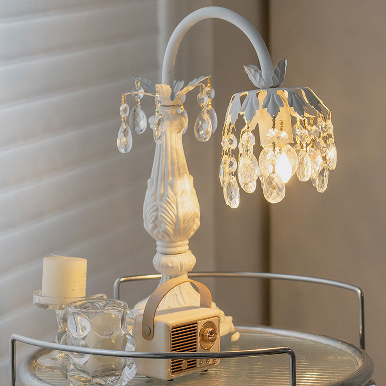 Crystal Beaded Iron Carved Table Lamp