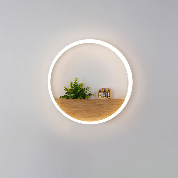 Solid Wood Acrylic Storage Wall Lamp
