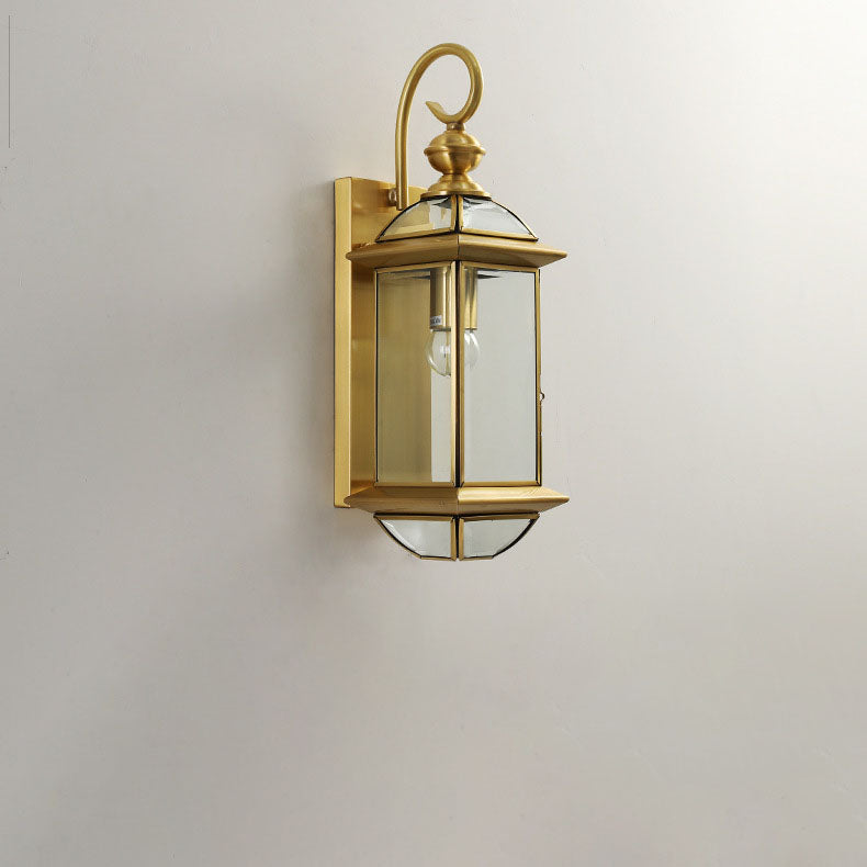 Copper Glass Square Lantern Outdoor Light