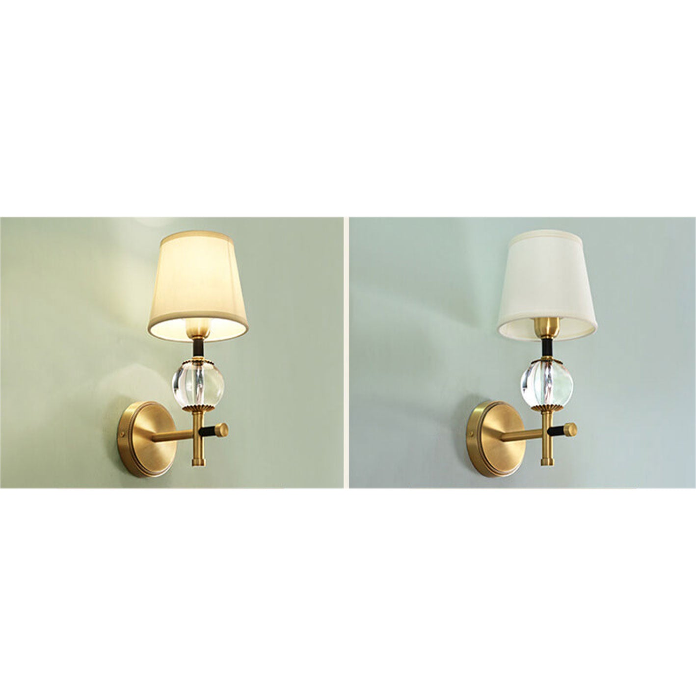 American Brass Fabric 1/2 Wall Lamp