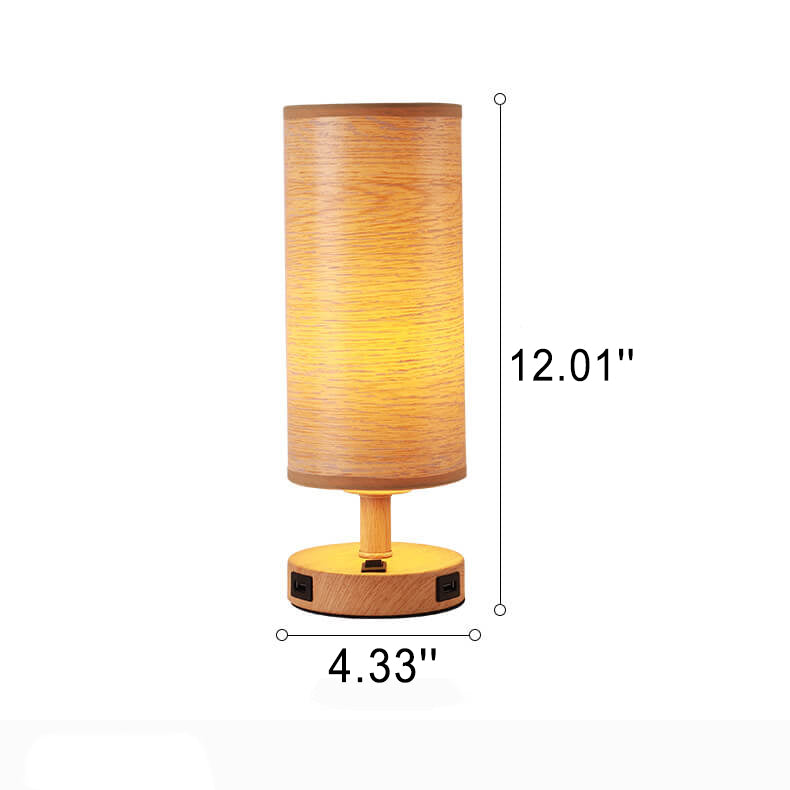 Wood Grain Fabric Table Lamp