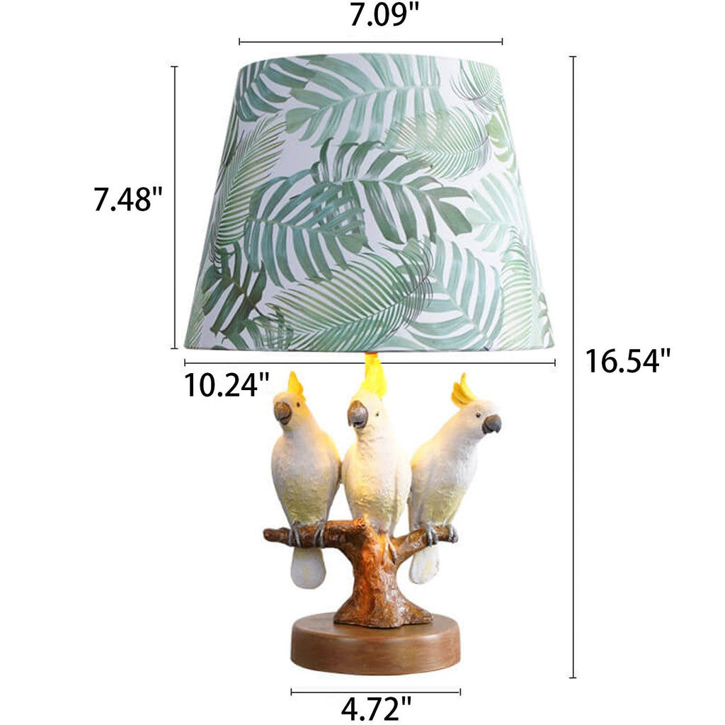 Leaf Fabric Resin Bird Table Lamp
