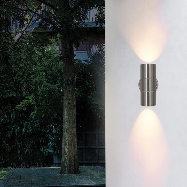 Stainless Steel Cylinder 2-Light Wall Lamp