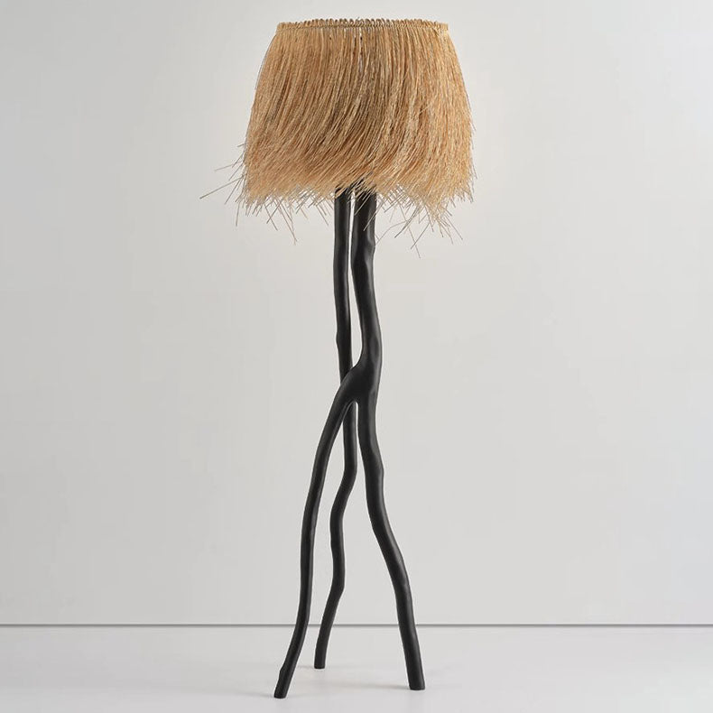 Bamboo Weaving Round Resin Floor Lamp