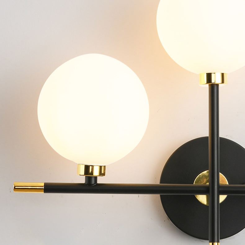 Glass Orb Iron Hallway 2-Light Wall Lamp