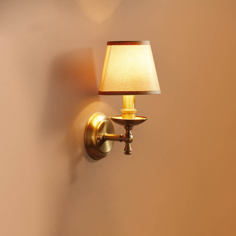 Trapezoidal Candelabra Copper Fabric Wall Lamp
