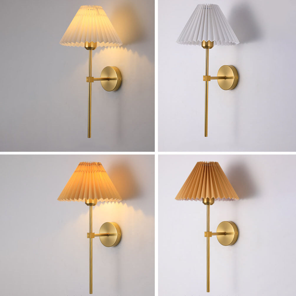 Pleated Fabric Straight Arm Wall Lamp