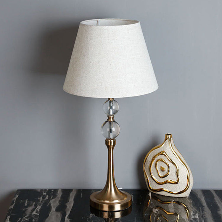 Column Crystal Iron Fabric Table Lamp