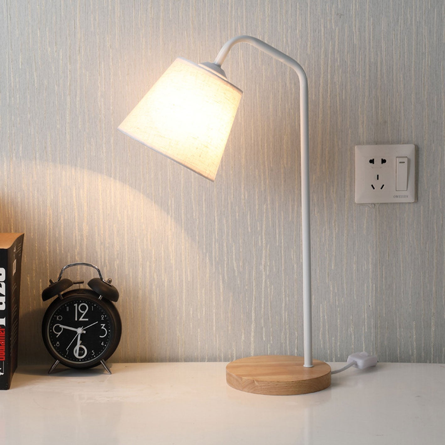 Cone Linen Wood Table Lamp