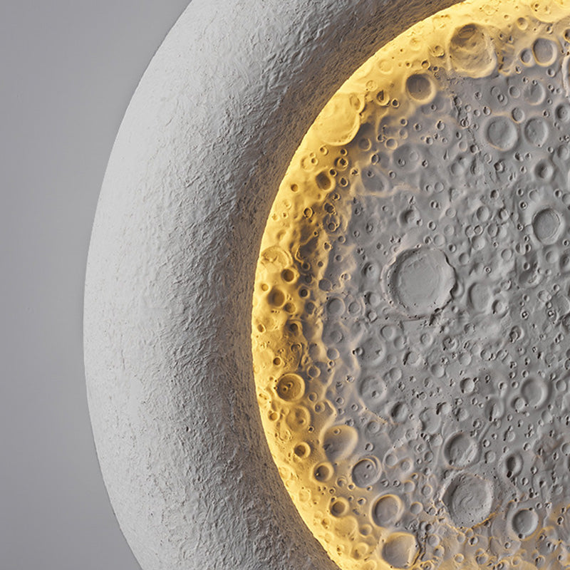 Concrete Round Moon Warm Outdoor Light