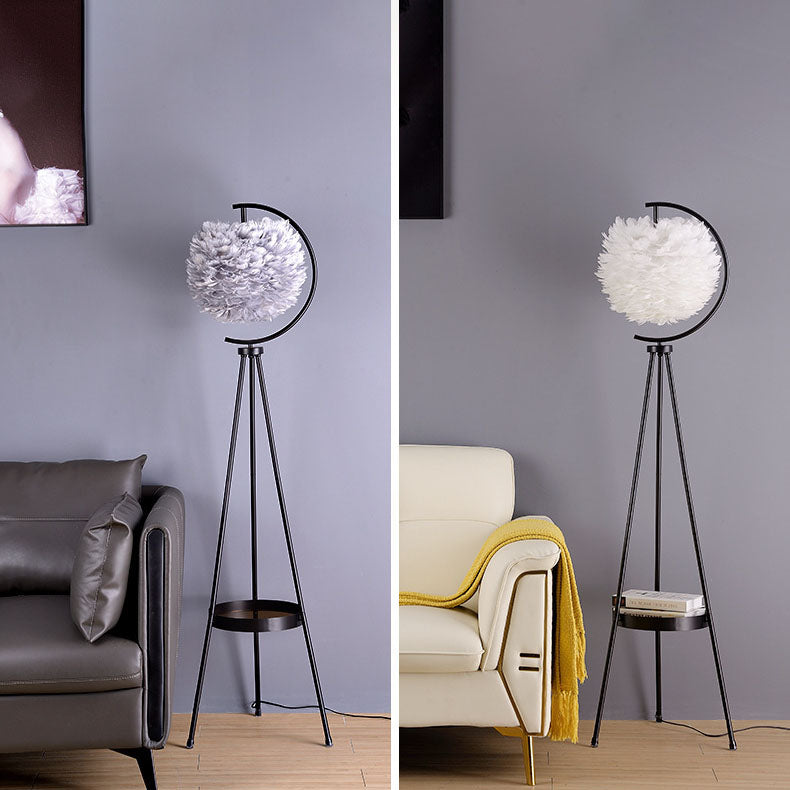 Iron Feather Tripod Bedroom Floor Lamp
