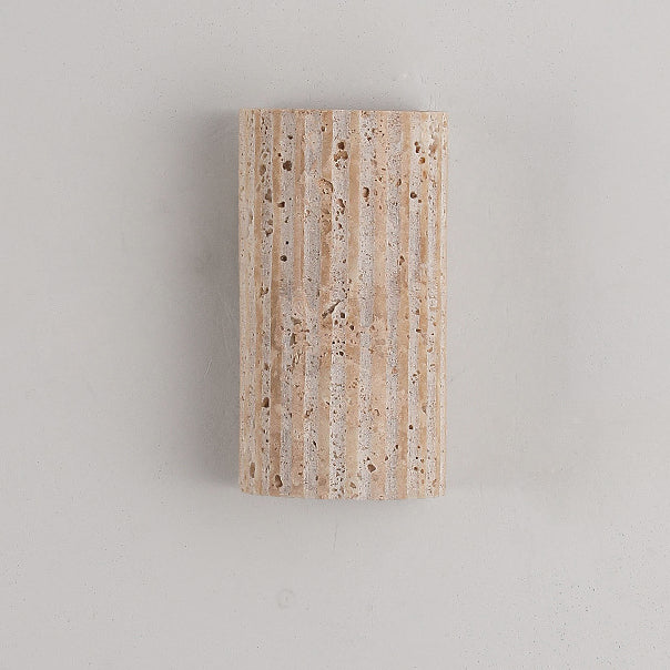 Striped Beige Travertine Semicircle Wall Lamp