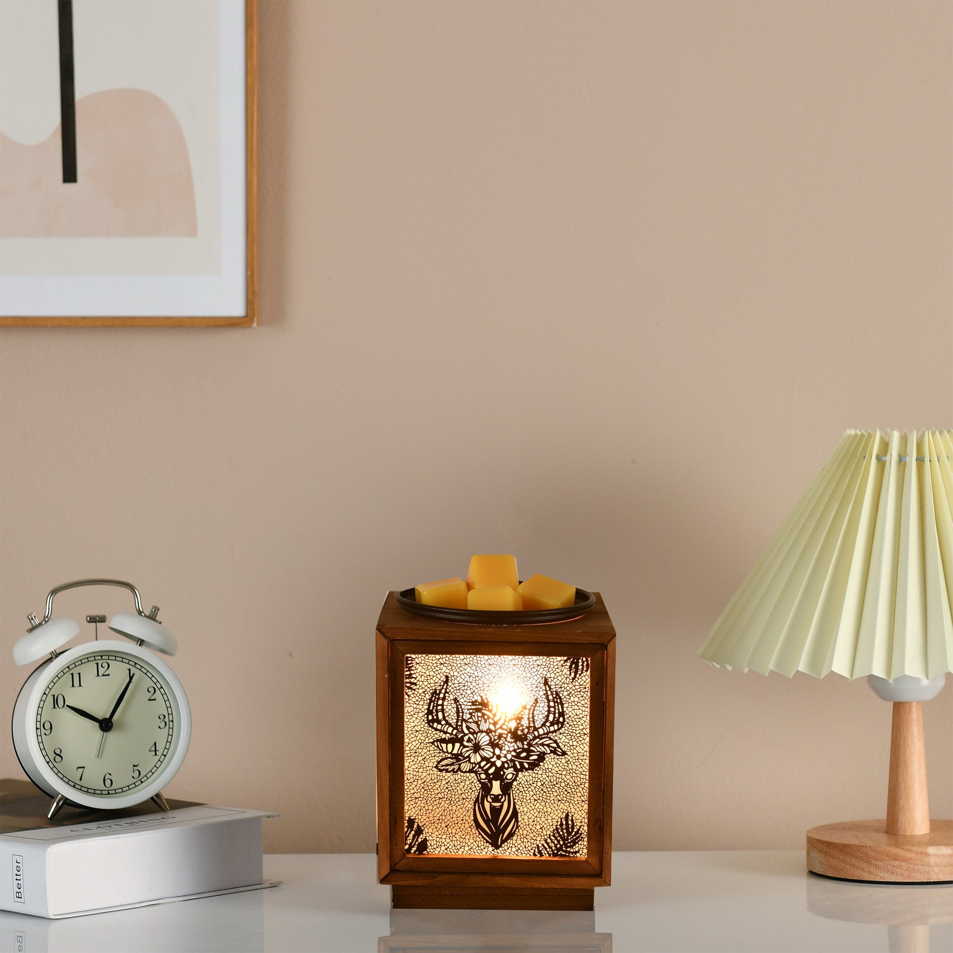 Wood Square Melting Wax Table Lamp