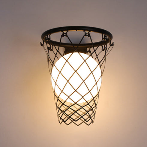 Kids Iron Glass Basketball Wall Lamp