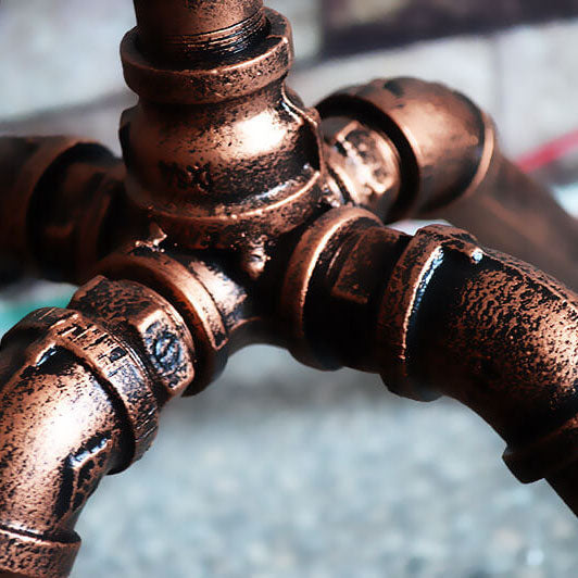 Industrial Steampunk Copper Water 2-Light Floor Lamp