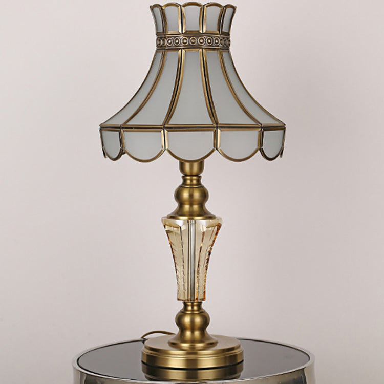 Umbrella Copper Crystal Glass Table Lamp
