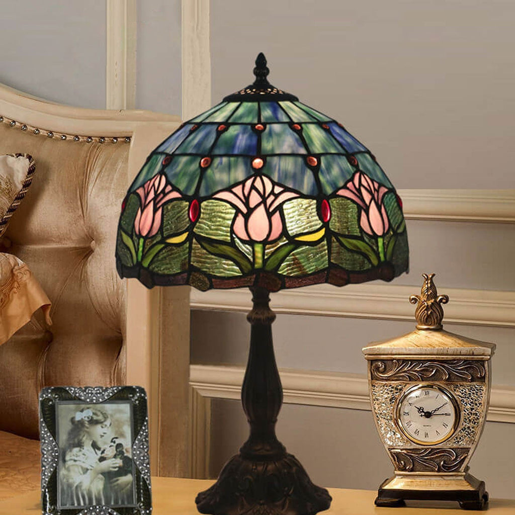 Tulip Stained Glass Dome Table Lamp