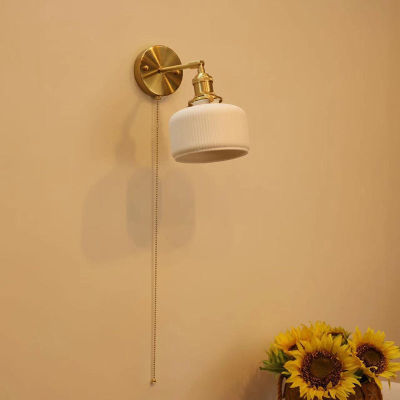 Brass Round Vanity Bedroom Wall Lamp