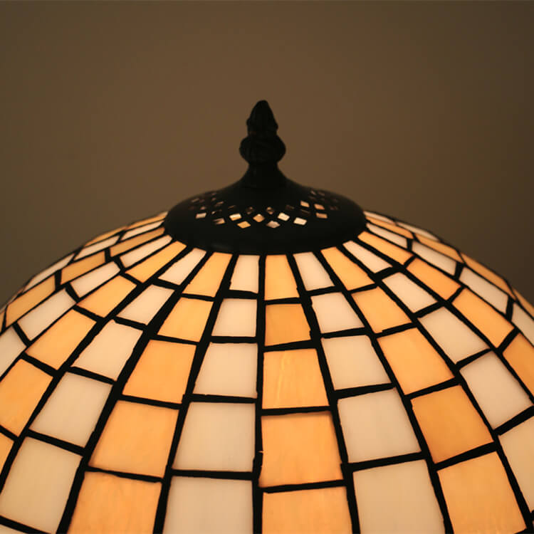 Yellow Plaid Stained Glass Table Lamp