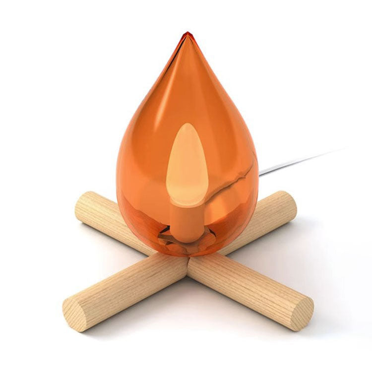 Fire Wood Glass Living Table Lamp