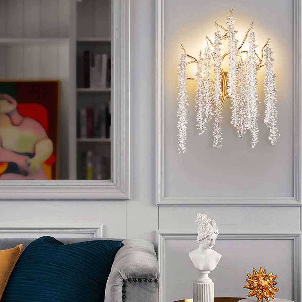 Tree Branch Crystal 3-Light Wall Lamp