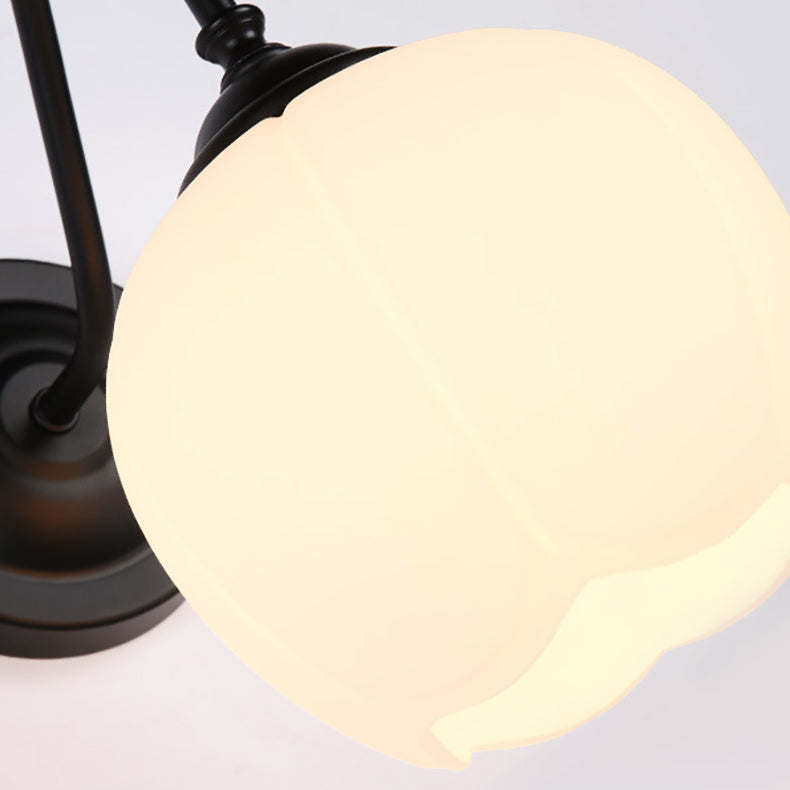 Floral Iron Glass Bedroom Wall Lamp