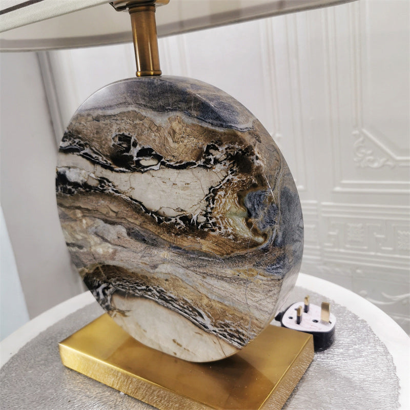 Round Rectangular Marble Fabric Table Lamp
