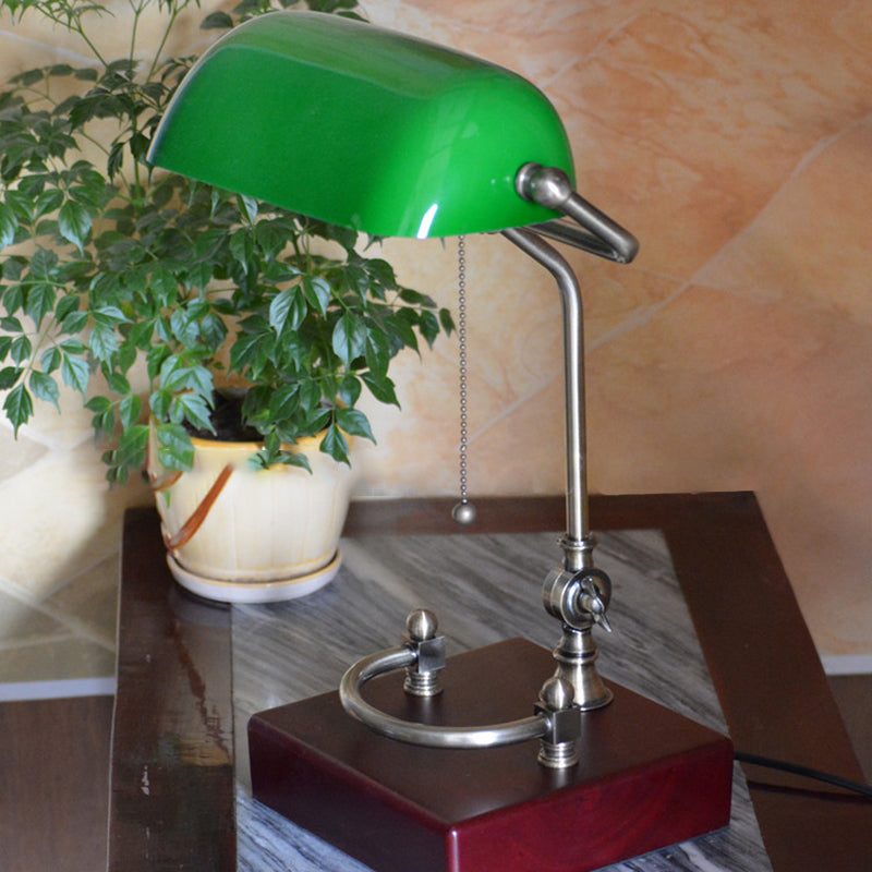 Square Green Glass Solid Table Lamp