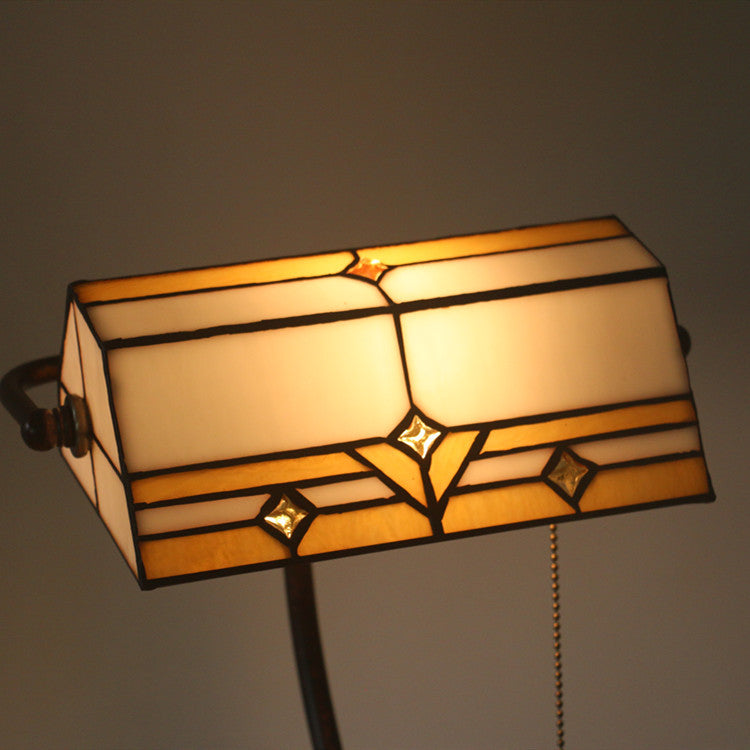 Plaid Trapezoidal Stained Glass Table Lamp
