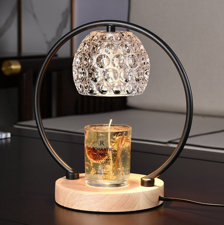 Aromatherapy Oak Glass Metal Table Lamp