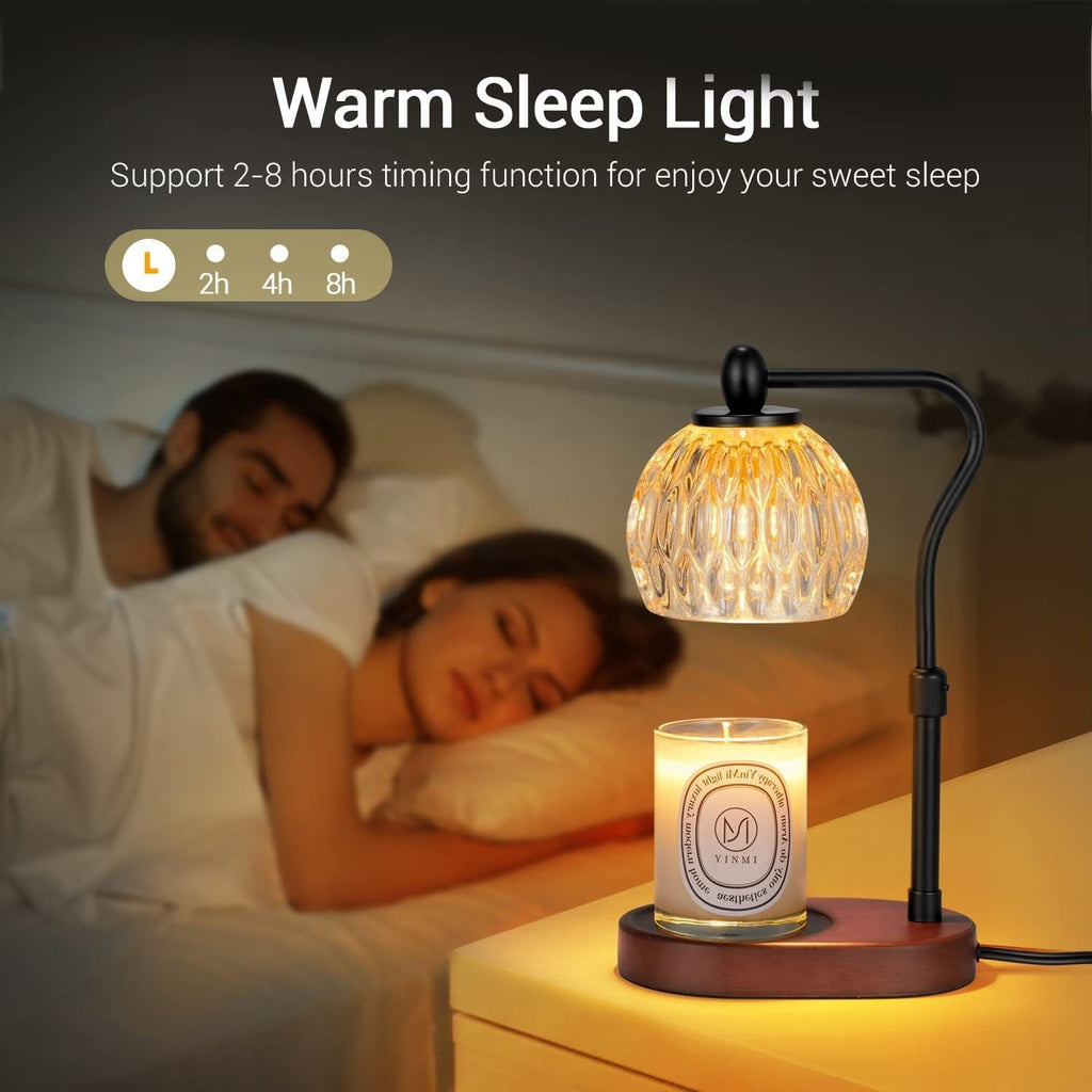 Round Glass Wood Aroma Table Lamp