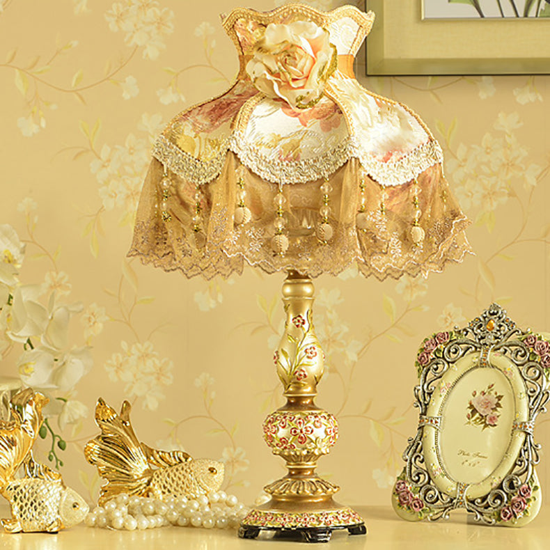 Sculpted Floral Resin Iron Table Lamp