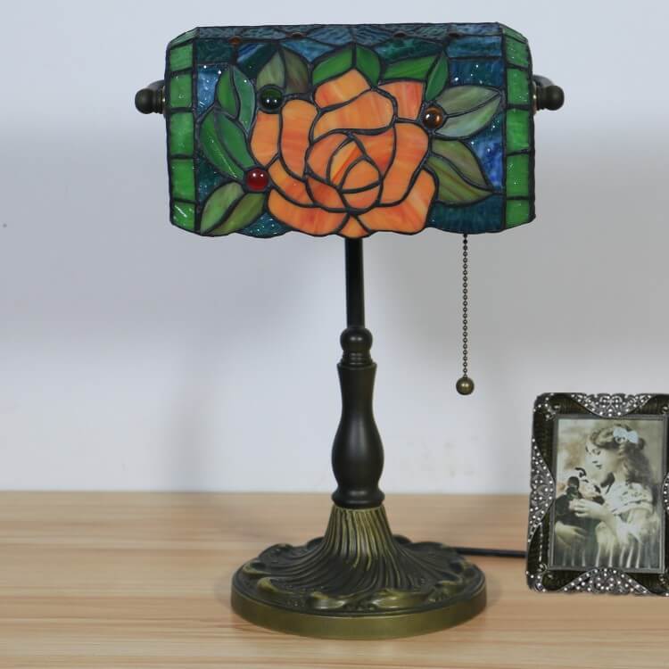 Blooming Flowers Stained Glass Table Lamp