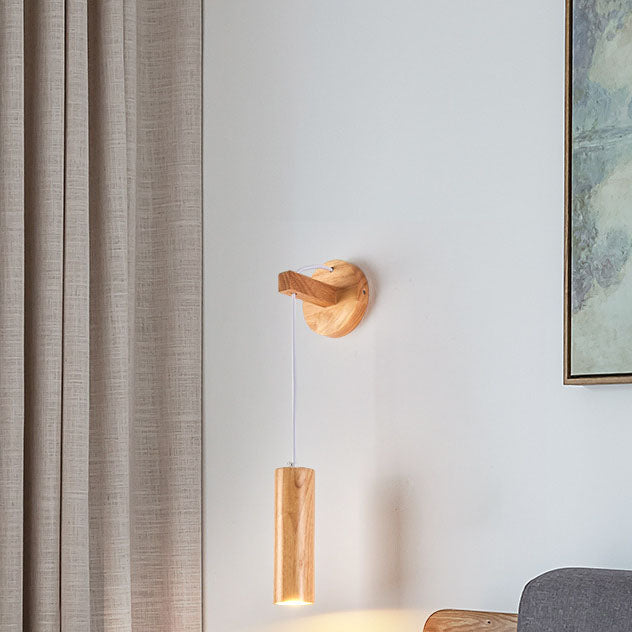 Long Strip Rubber Wood Wall Lamp