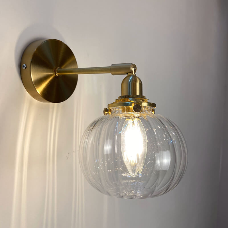 Round Ball Glass Brass Wall Lamp